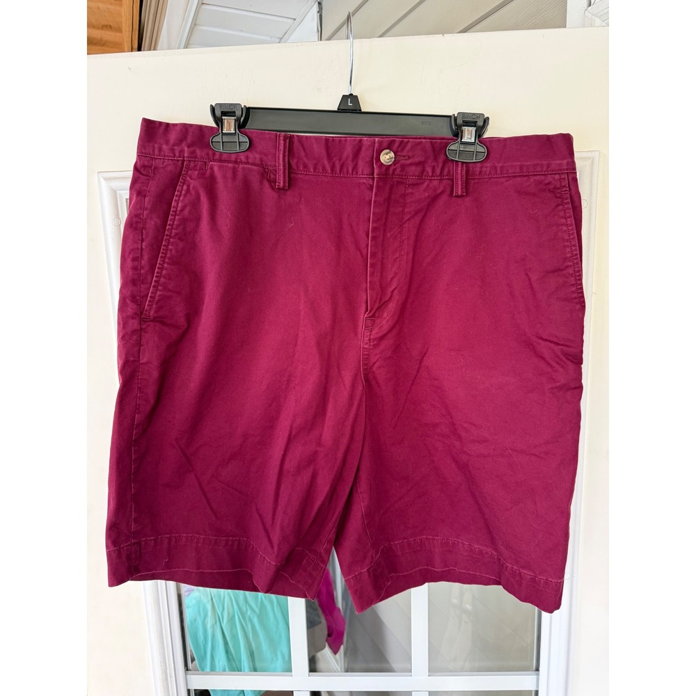 Polo Ralph Lauren men's cotton chino shorts Sz 35, 9" inseam, burgundy